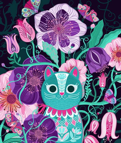 Design of Botany, Purple, Textile, Organism, Pink, Art, Painting, Font, Creative arts, Magenta, with black, blue, pink, purple, green, red colors