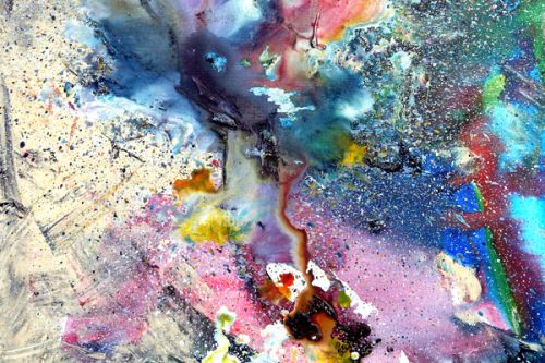 Design of Watercolor paint, Painting, Acrylic paint, Art, Modern art, Paint, Visual arts, Space, Colorfulness, Illustration with gray, black, blue, red, pink colors