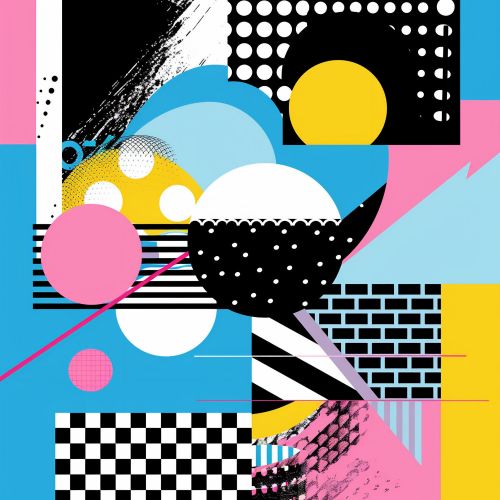 Design of White, Yellow, Art, Font, Pattern, Circle, Design, Creative arts, Graphics, Electric blue, with blue, pink, white, black, yellow colors