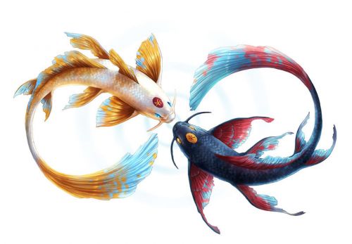 Design of Marine invertebrates, Art, Wing, Feather, Tree, Beak, Electric blue, Fish, Natural material, Painting, with white, black, yellow, orange, red, blue colors