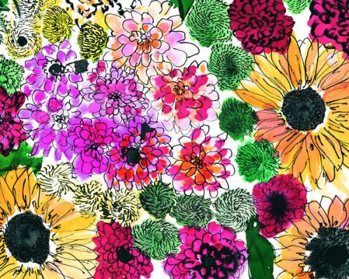 Xbox 360 Controller Skin design of Flower, Floral design, Plant, Gazania, african daisy, Petal, Pattern, Botany, Wildflower, Design, with red, yellow, green, pink, black colors