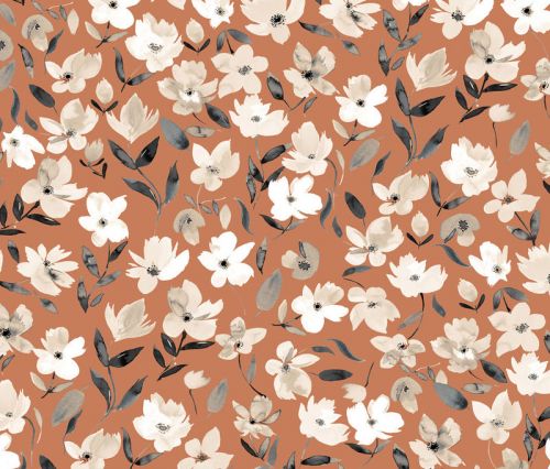 Design of Flower, Plant, Textile, Botany, Petal, Gesture, Line, Font, Groundcover, Art, with brown, white, gray, black colors