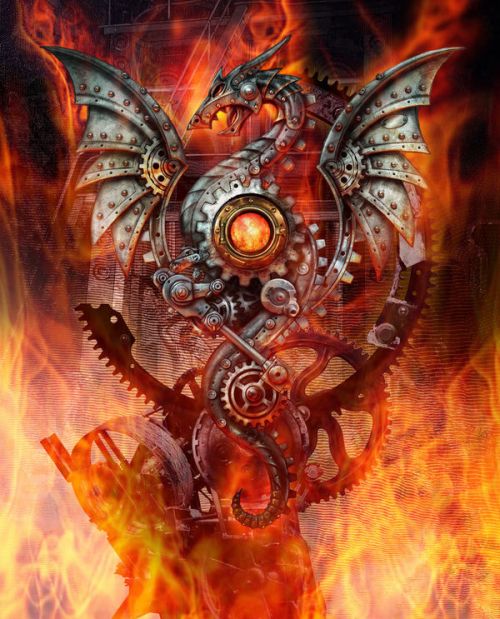 Oculus Rift S Skin design of Dragon, Demon, Cg artwork, Illustration, Fictional character, Fractal art, Flame, Art, Mythology, Supernatural creature with red, black, orange, pink, green colors