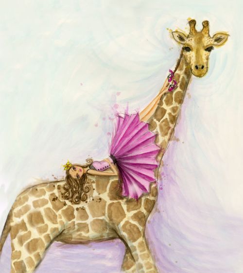 Design of Giraffe, Giraffidae, Terrestrial animal, Pink, Wildlife, Snout, Fawn, Illustration, Watercolor paint, Magenta, with blue, brown, orange, pink colors