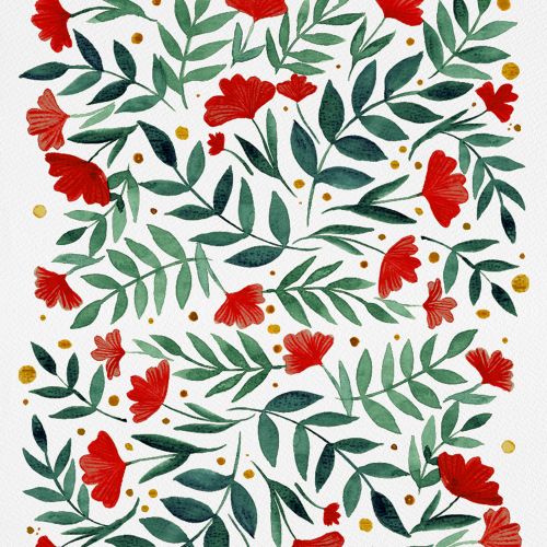Design of Flower, Plant, Textile, Line, Petal, Pattern, Flowering plant, Pedicel, Creative arts, Rectangle, with red, green, orange, white colors