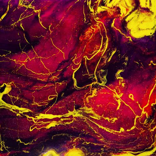 Oculus Rift S Skin design of Red, Purple, Geological phenomenon, Pattern, Fractal art, Art, Fictional character, Graphics with red.yellow, black colors
