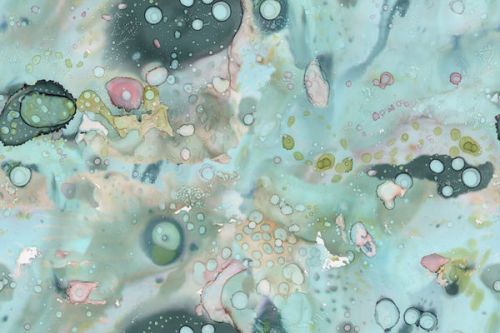 Yeti Rambler Tumbler 30oz Skin design of Aqua, Blue, Green, Watercolor paint, Pattern, Turquoise, Organism, Design, Art, Painting, with blue, green, pink colors