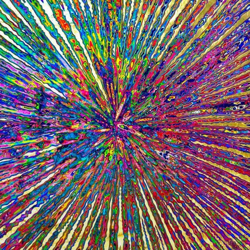 Design of Blue, Red, Yellow, Orange, Pink, Psychedelic art, Modern art, Pattern, with yellow, red, orange, blue, green, purple colors