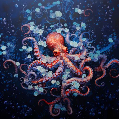 Design of Water, Azure, Marine invertebrates, Liquid, Natural environment, Organism, Fluid, Art, Font, World, with blue, red, white, purple colors