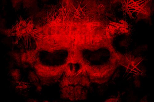 DJI Action 2 Skin design of Red, Skull, Bone, Darkness, Mouth, Graphics, Pattern, Fiction, Art, Fractal art with black, red colors