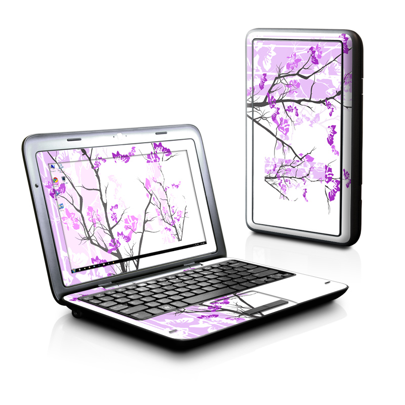 Dell Inspiron duo Skin design of Branch, Purple, Violet, Lilac, Lavender, Plant, Twig, Flower, Tree, Wildflower, with white, purple, gray, pink, black colors