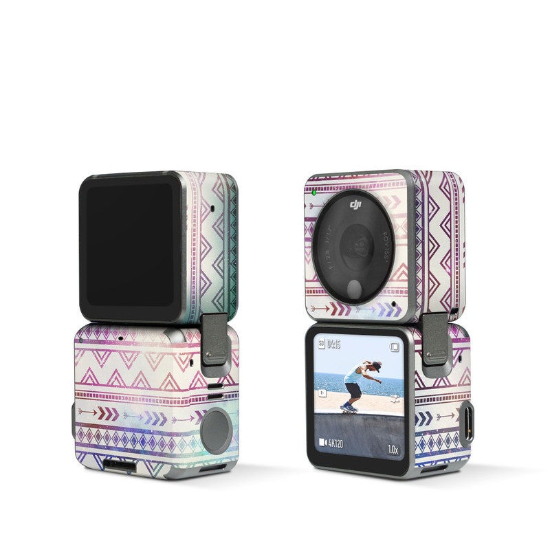 DJI Action 2 Skin design of Pattern, Line, Teal, Design, Textile, with gray, pink, yellow, blue, black, purple colors