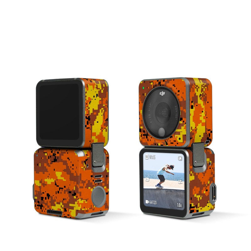 DJI Action 2 Skin design of Orange, Yellow, Leaf, Tree, Pattern, Autumn, Plant, Deciduous with red, green, black colors