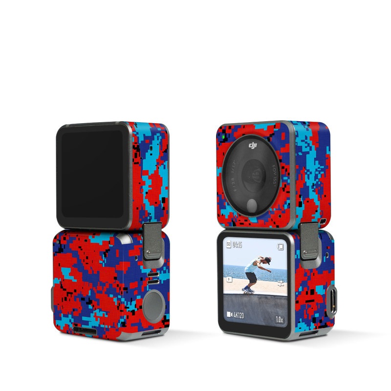 DJI Action 2 Skin design of Blue, Red, Pattern, Textile, Electric blue, with blue, red colors