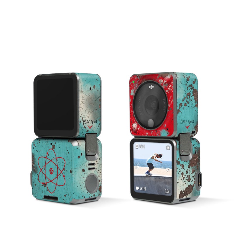 DJI Action 2 Skin design, with red, blue, gray, black colors