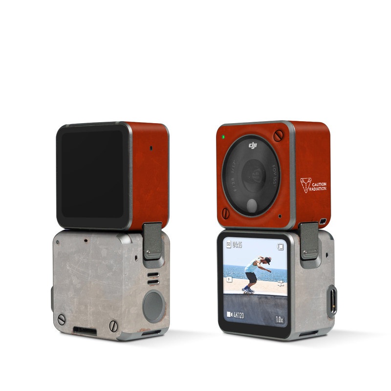 DJI Action 2 Skin design of Orange, Triangle, Graphics, Graphic design, with gray, red, yellow, black, white colors