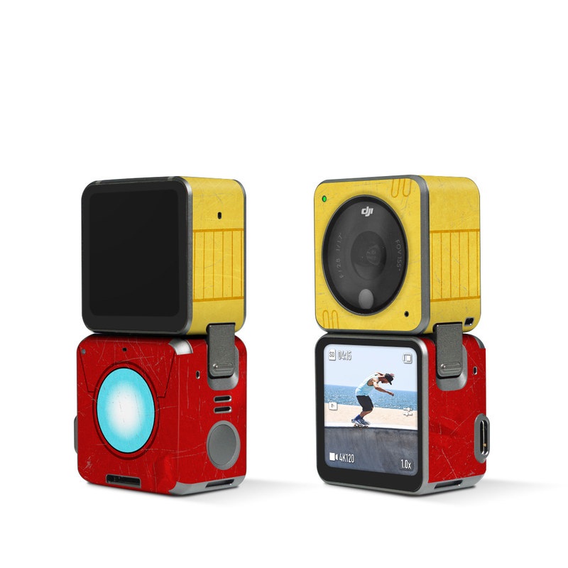 DJI Action 2 Skin design, with red, yellow, white colors