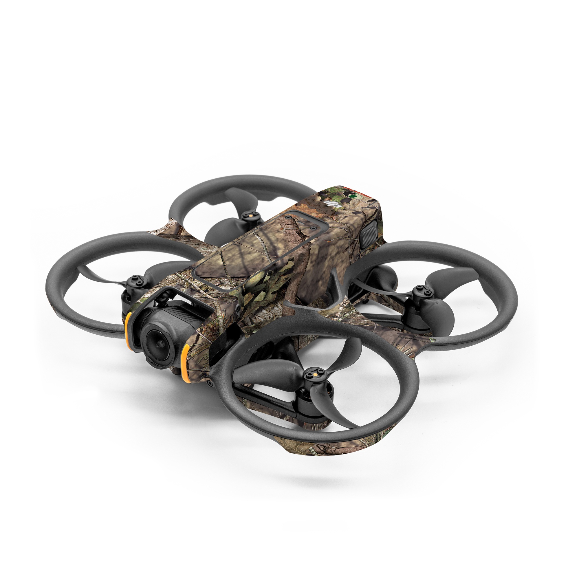 DJI Action 2 Skin design of shellbark hickory, Camouflage, Tree, Branch, Trunk, Plant, Leaf, Adaptation, Wood, Twig, with orange, green, red, black, gray colors