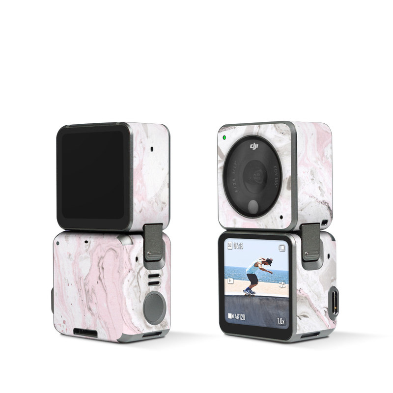 DJI Action 2 Skin design of White, Pink, Pattern, Illustration with pink, gray, white colors
