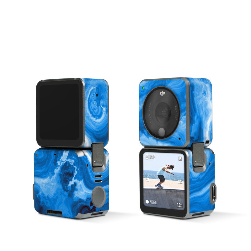 DJI Action 2 Skin design of Blue, Water, Aqua, Azure, Turquoise, Pattern, Liquid, Wave, Electric blue, Design, with blue, white, black colors