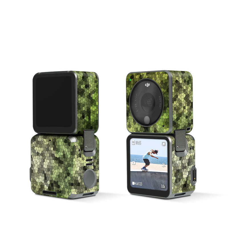 DJI Action 2 Skin design of Green, Grass, Leaf, Plant, Pattern, Groundcover, with black, white, green, gray colors