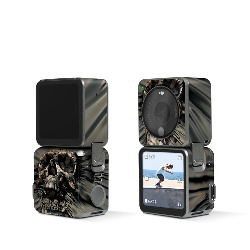 DJI Action 2 Skin design of Cg artwork, Fictional character, Illustration, Demon, Fiction, Supervillain, Mythology, Art, with black, green, gray, red colors