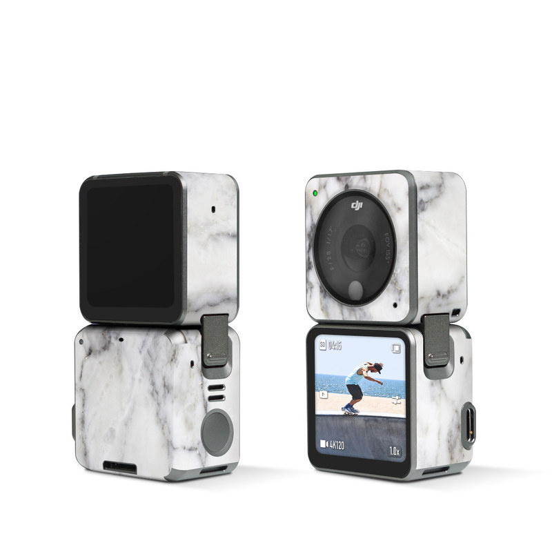 DJI Action 2 Skin design of White, Geological phenomenon, Marble, Black-and-white, Freezing, with white, black, gray colors
