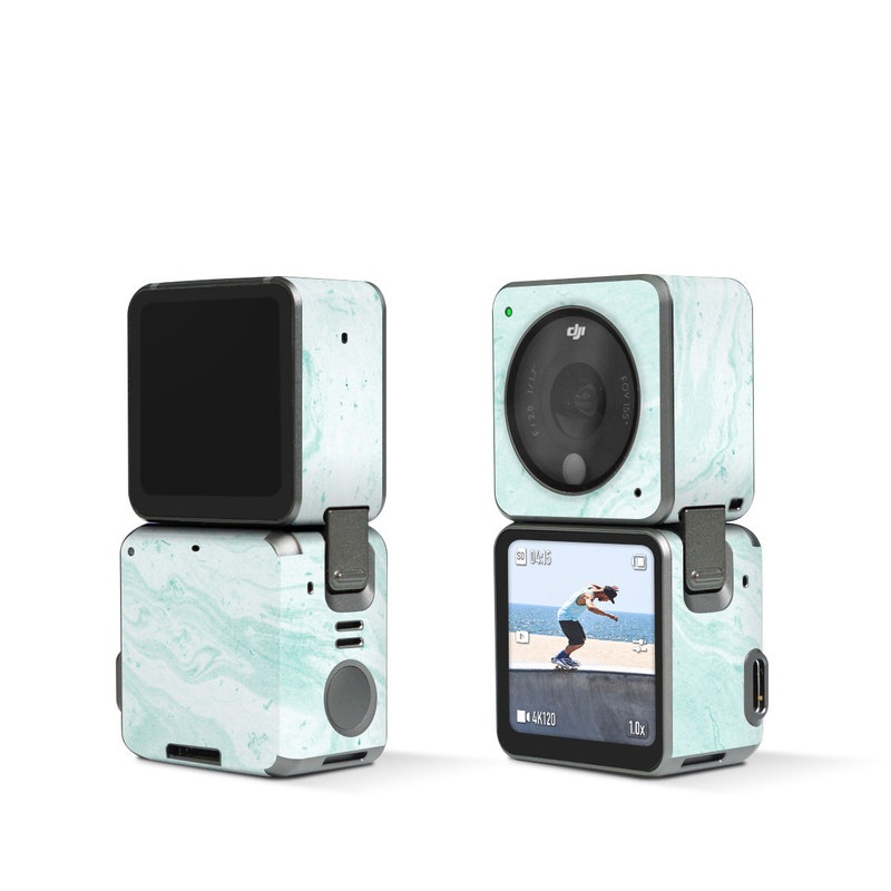DJI Action 2 Skin design of White, Aqua, Pattern with green, blue colors