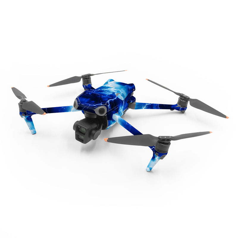 DJI Air 3 Series Skin design of Thunder, Sky, Atmosphere, Daytime, Cloud, Water, Lightning, Light, Azure, Natural environment, with black, blue colors