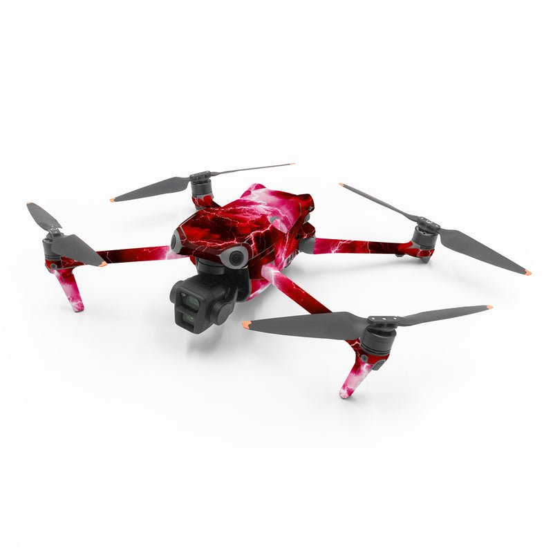 DJI Air 3 Series Skin design of Thunder, Atmosphere, Sky, Light, Purple, Lighting, Water, Thunderstorm, Electricity, Pink, with black, red colors