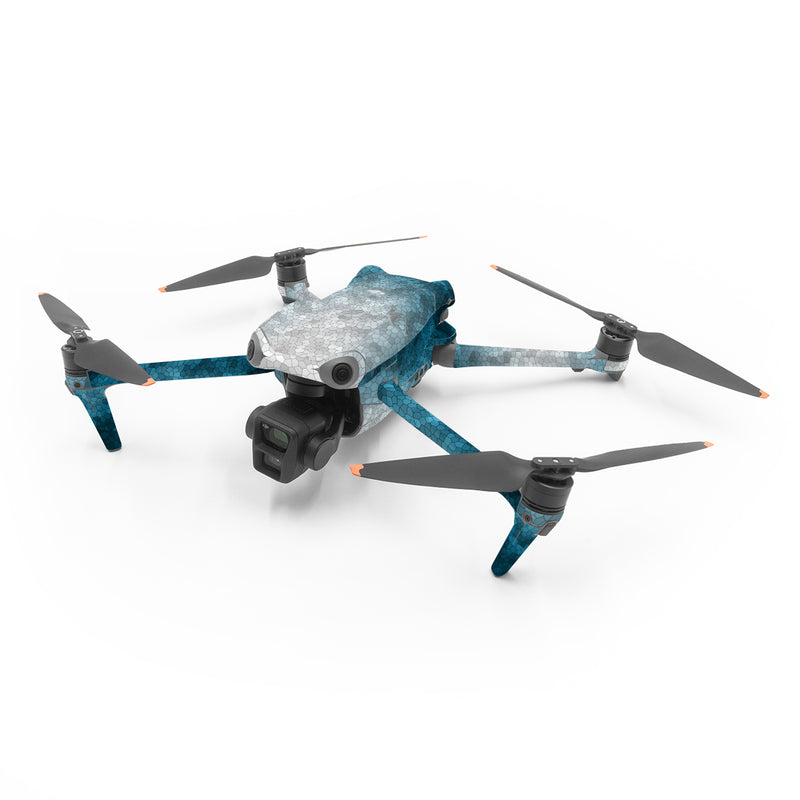 DJI Air 3 Series Skin design of Blue, Aqua, Turquoise, Green, Water, Teal, Sky, Azure, Pattern, Atmosphere, with blue, white, gray colors