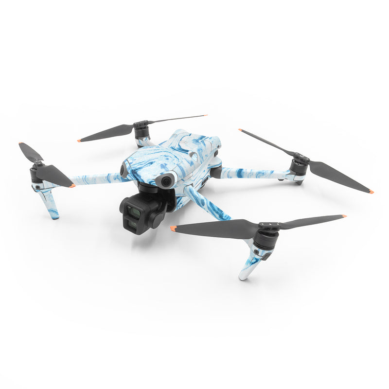 DJI Air 3 Series Skin design of Water, Aqua, Wind wave, Drawing, Painting, Wave, Pattern, Art, with blue colors