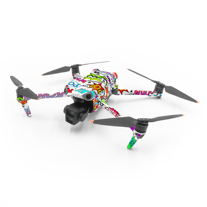 DJI Air 3 Series Skin design of Text, Font, Line, Graphics, Art, Graphic design, with gray, white, red, blue, black colors