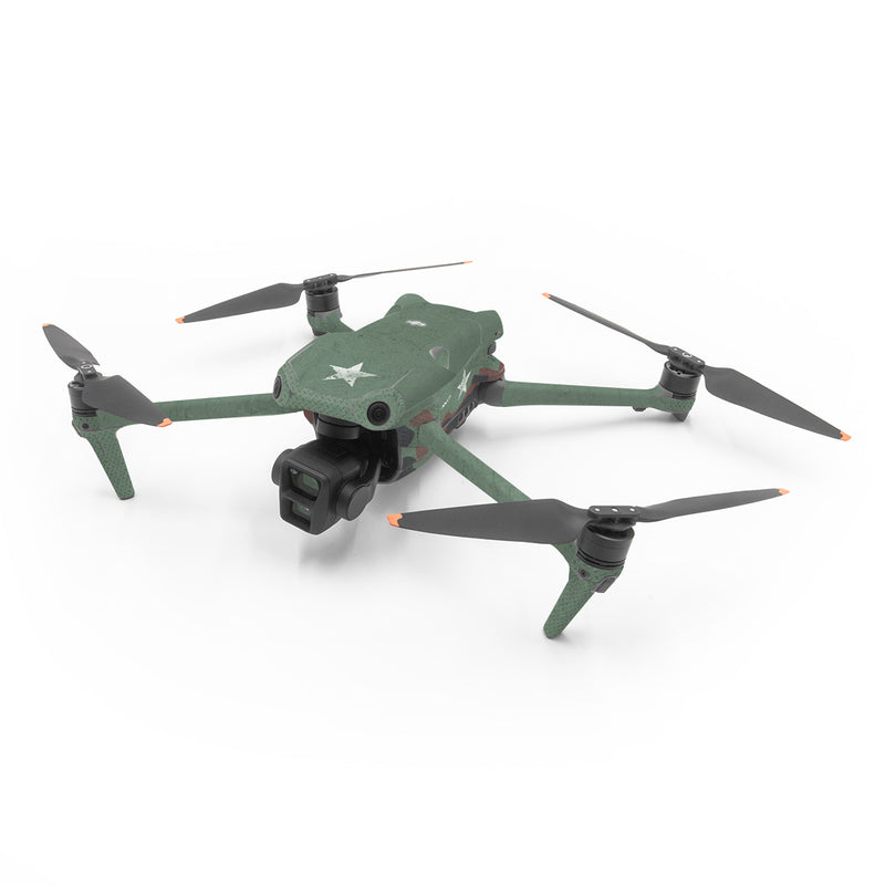 DJI Air 3 Series Skin design of Camouflage, Military camouflage, Military uniform, Military Person, Military, Flag, Marines, Army, with green, brown, white colors