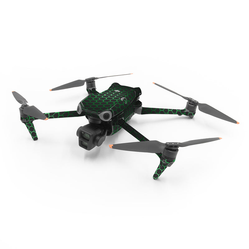 DJI Air 3 Series Skin design of Pattern, Metal, Design, Carbon, Space, Circle, with black, gray, green colors