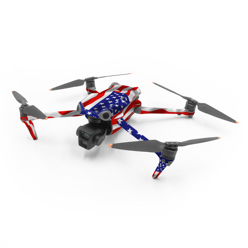 DJI Air 3 Series Skin design of Flag of the united states, Flag, Flag Day (USA), Veterans day, Independence day, Memorial day, Holiday, with gray, red, blue, black, white colors