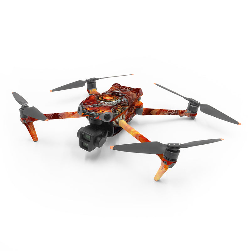 DJI Air 3 Series Skin design of Dragon, Demon, Cg artwork, Illustration, Fictional character, Fractal art, Flame, Art, Mythology, Supernatural creature, with red, black, orange, pink, green colors