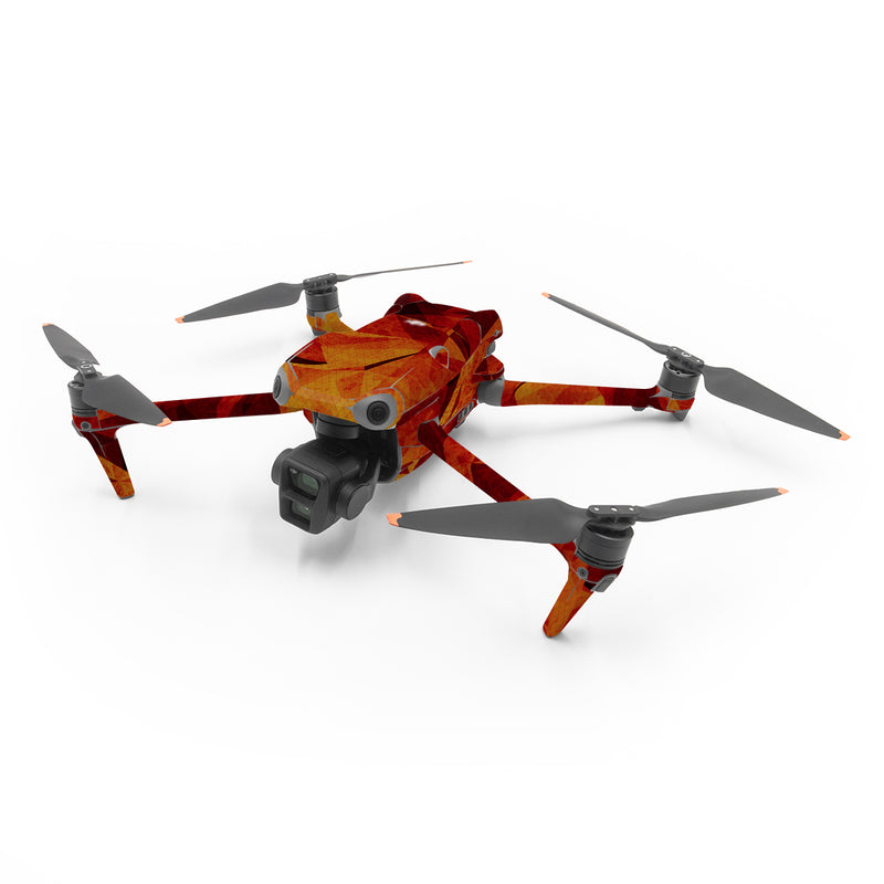 DJI Air 3 Series Skin design of Orange, Red, Yellow, Triangle, Pattern, Amber, Design, Art, Visual arts, Modern art, with black, orange, yellow colors
