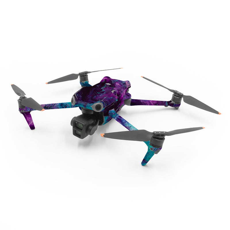 DJI Air 3 Series Skin design of Blue, Purple, Violet, Water, Turquoise, Aqua, Pink, Magenta, Teal, Electric blue, with blue, purple, black colors