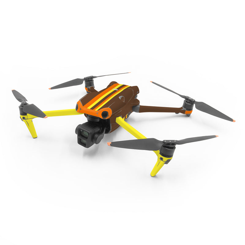 DJI Air 3 Series Skin design of Orange, Yellow, Line, Brown, Font, Material property, Graphic design, Pattern, Parallel, with brown, orange, yellow colors