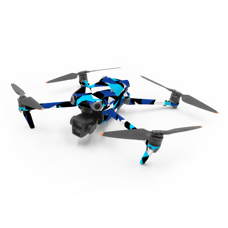 DJI Air 3 Series Skin design of Blue, Pattern, Turquoise, Cobalt blue, Teal, Design, Electric blue, Graphic design, Triangle, Font, with blue, white, black colors