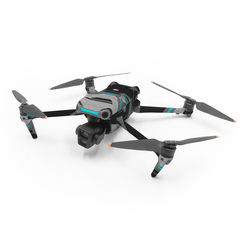 DJI Air 3 Series Skin design of Blue, Turquoise, Pattern, Teal, Symmetry, Design, Line, Automotive design, Font, with black, gray, blue colors