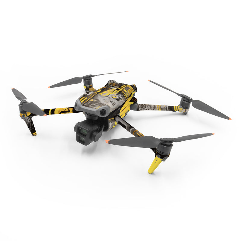 DJI Air 3 Series Skin design of Rectangle, Yellow, Font, Art, City, Engineering, Tints and shades, Pattern, Symmetry, Space, with black, white, gray, yellow colors