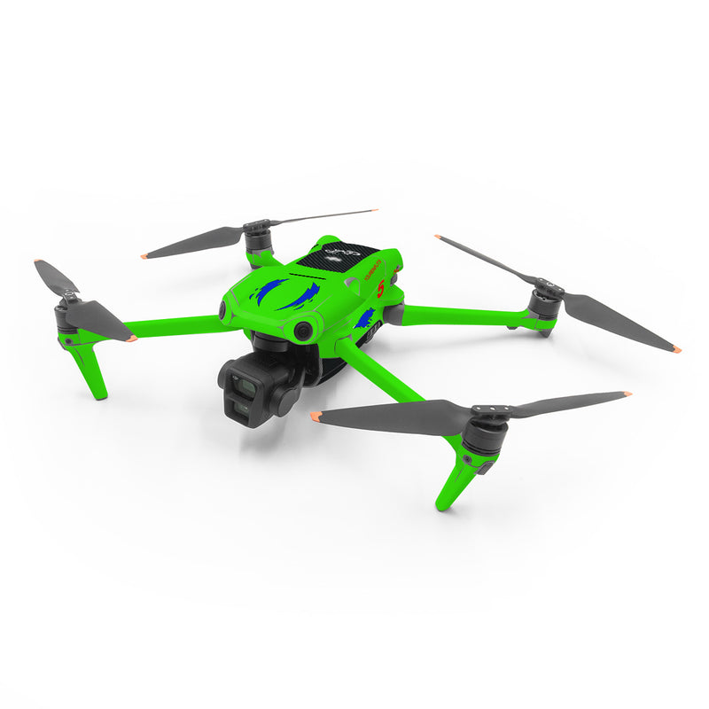 DJI Air 3 Series Skin design of Blue, Logo, Symbol, Graphics, Graphic design, with green, black, gray, blue, white, red colors