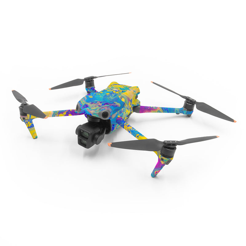 DJI Air 3 Series Skin design of Psychedelic art, Pattern, Purple, Visual arts, Design, Art, Fractal art, Electric blue, Graphic design, Graphics, with blue, yellow, purple, pink colors