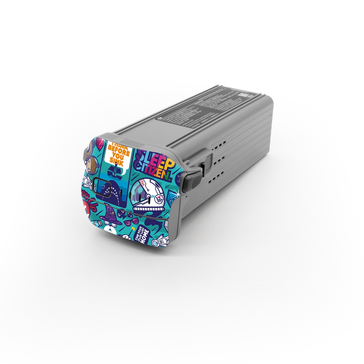 DJI Air 3 Battery Skin design of Art, Visual arts, Illustration, Graphic design, Psychedelic art, with blue, black, gray, red, green colors