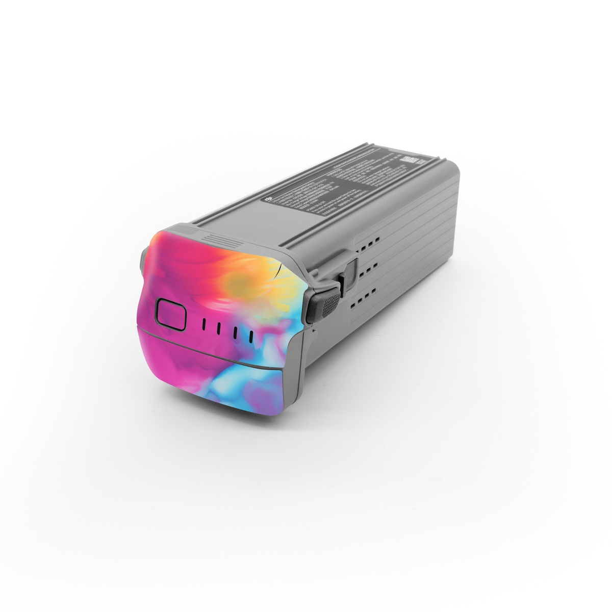 DJI Air 3 Battery Skin design of Colorfulness, Plant, Flower, Orange, Paint, Petal, Pink, Art, Painting, Magenta, with black, gray, orange colors