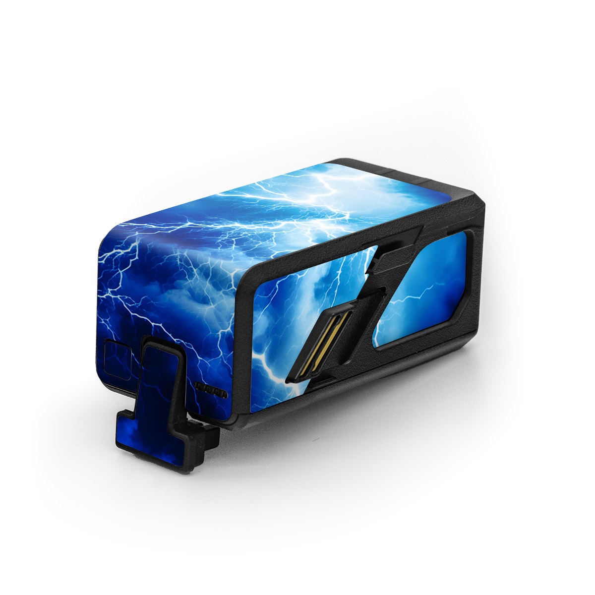 DJI Avata Battery Skin design of Thunder, Sky, Atmosphere, Daytime, Cloud, Water, Lightning, Light, Azure, Natural environment, with black, blue colors