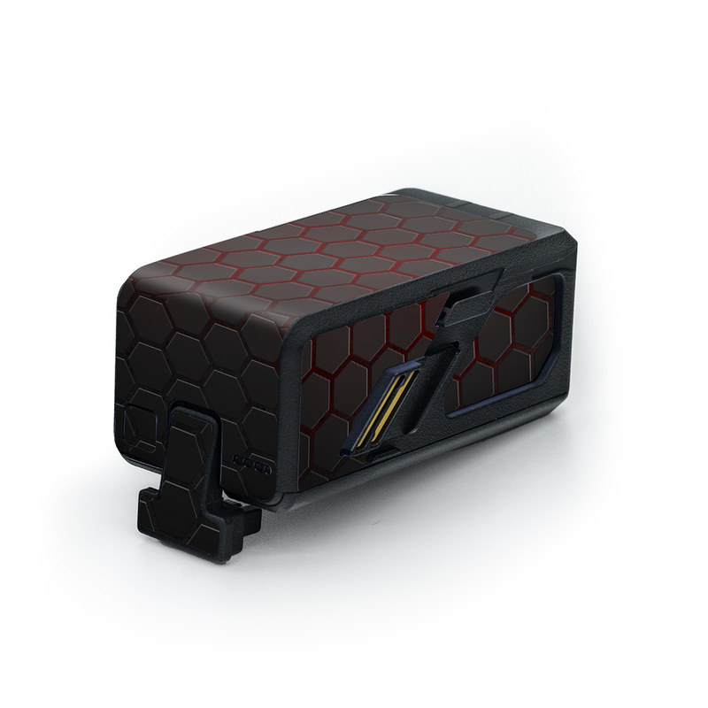 DJI Avata Battery Skin design of Black, Pattern, Metal, Design, Mesh, Carbon, Space, Wallpaper, with black, red colors