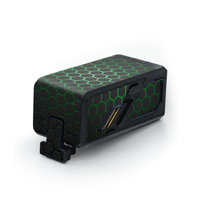 DJI Avata Battery Skin design of Pattern, Metal, Design, Carbon, Space, Circle, with black, gray, green colors